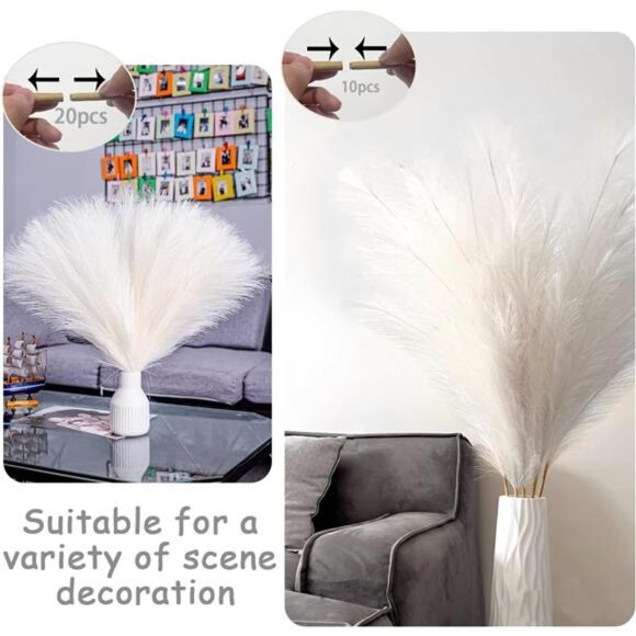 38" 10PCS Artificial Dried Pampas Grass Decor - Fluffy Pampas Grass Bouquet - Picture 6 of 8